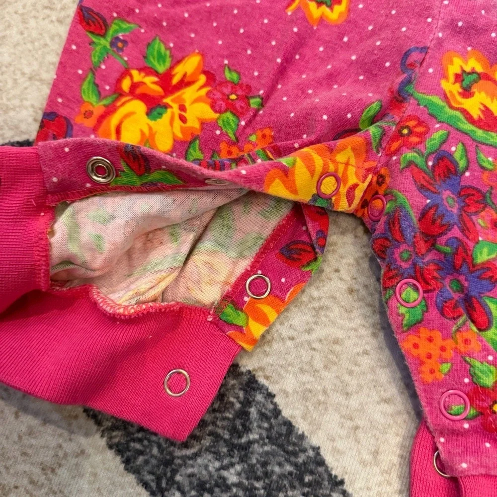 Vintage Children’s Place Floral Jumper Romper Pink Baby 6-12m